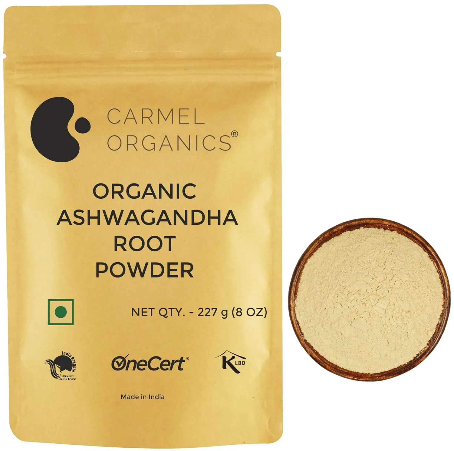 Ashwagandha Root Powder (227 Grams) Jaivik Bharat Certified Pure Natural Helps Fight Anxiety and Stress